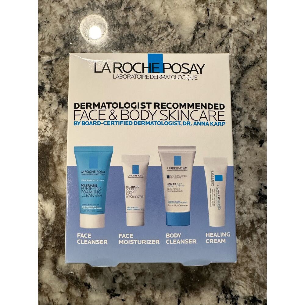 NEW LA ROCHE-POSAY Skincare Routine 4-Pc Sample Set: Cleanser Moisturizer Cream